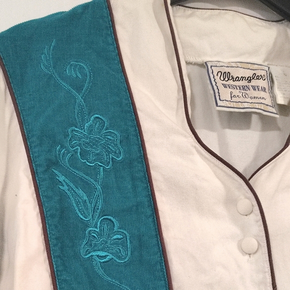Vintage 80's 90's Wrangler Embroidered Button Up Riding Jacket Women's XL - Picture 5 of 13